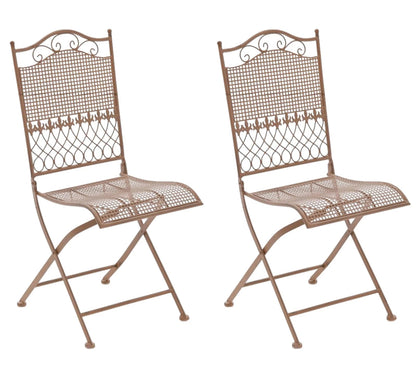 In And OutdoorMatch Tuinstoel Dave - Bruin - Set van 2 - Metaal - Klapstoel - Buitenstoel - Stoel - Hoge kwaliteit - Stijlvolle tuinstoel - Handgemaakt antiek patina Garden Chair