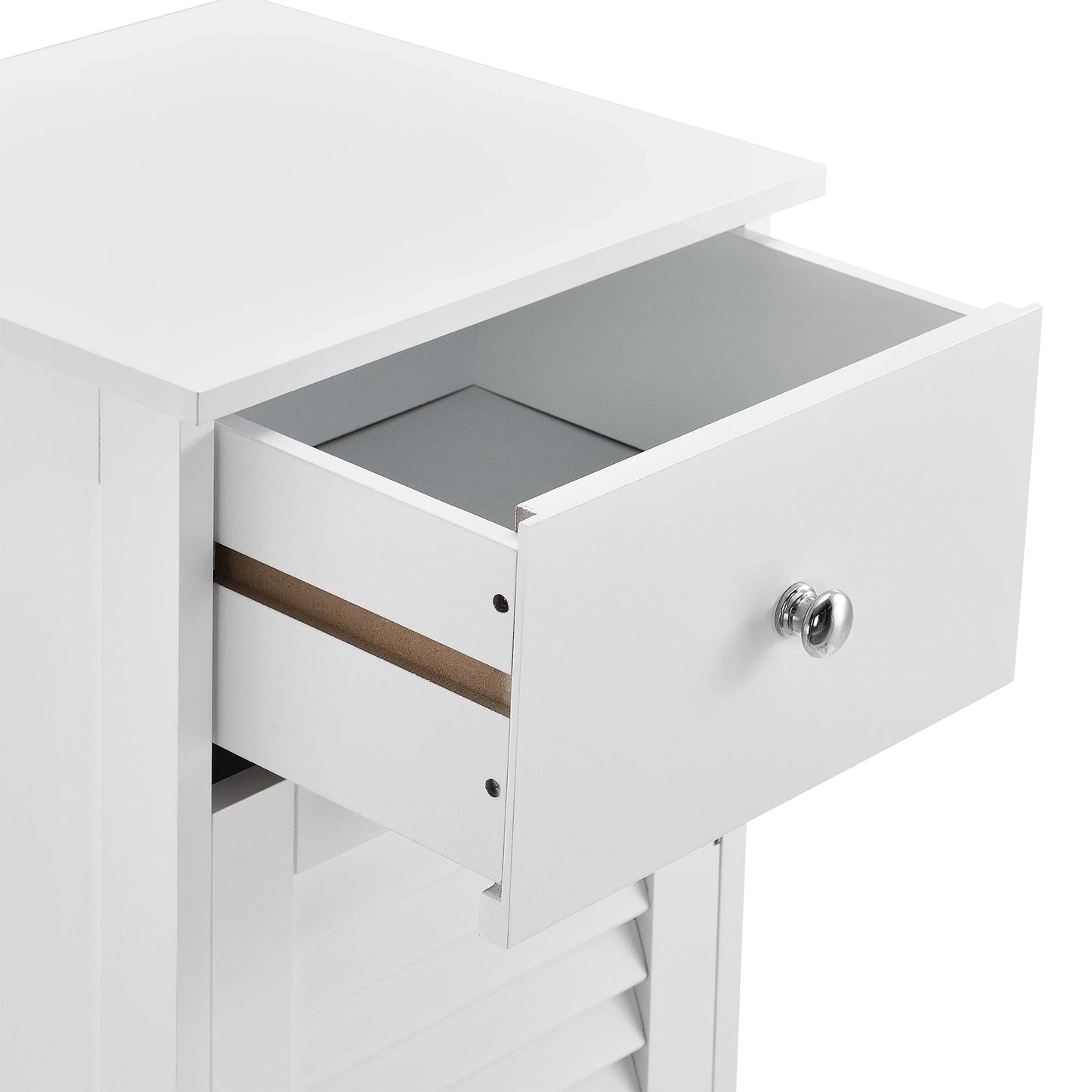 In And OutdoorMatch Vintage Badkamerkastje Ofelia - Met 1 Lade en Deur - 87x30x30 cm - Wit - Modern Design Badkamerkast