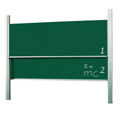 Krijtbord Deluxe Elvira - In hoogte verstelbaar - Dubbelzijdig bord - Schoolbord - Eenvoudige montage - Emaille staal - Groen - 120x300cm Krijtborden