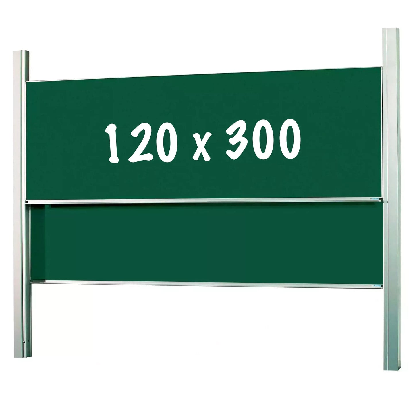 Krijtbord Deluxe Elvira - In hoogte verstelbaar - Dubbelzijdig bord - Schoolbord - Eenvoudige montage - Emaille staal - Groen - 120x300cm Krijtborden