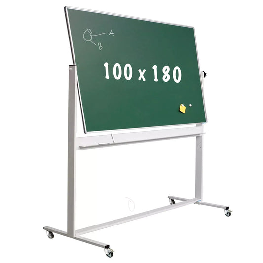 Krijtbord Deluxe Jackie - Magnetisch - Dubbelzijdig - Kantelbaar bord - Schoolbord - Eenvoudige montage - Emaille staal - Groen - 100x180cm Krijtborden