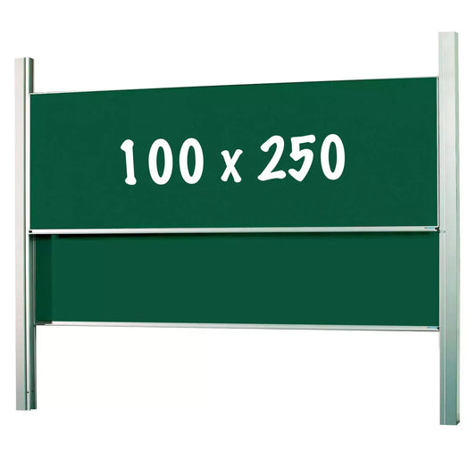 Krijtbord Deluxe Mendez - In hoogte verstelbaar - Dubbelzijdig bord - Schoolbord - Eenvoudige montage - Emaille staal - Groen - 100x250cm Krijtborden