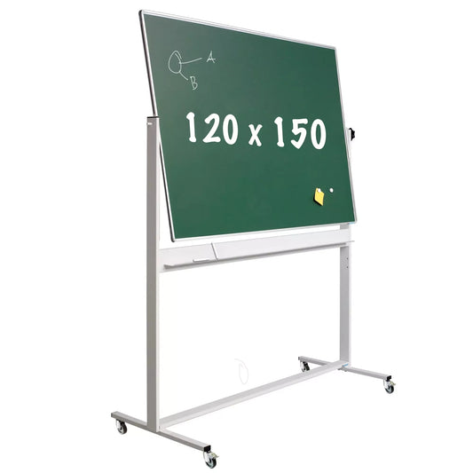 Krijtbord Deluxe Quincy - Magnetisch - Dubbelzijdig - Kantelbaar bord - Schoolbord - Eenvoudige montage - Emaille staal - Groen - 120x150cm Krijtborden