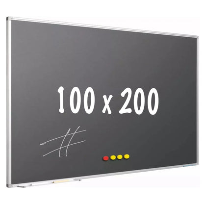 Krijtbord PRO Beverly - Magnetisch - Schoolbord - Eenvoudige montage - Emaille staal - Grijs - 100x200cm Krijtborden