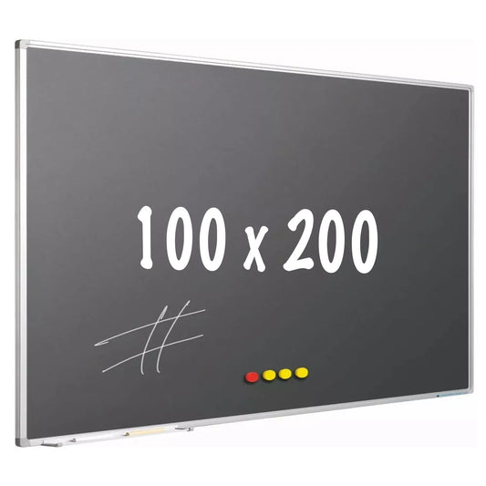 Krijtbord PRO Beverly - Magnetisch - Schoolbord - Eenvoudige montage - Emaille staal - Grijs - 100x200cm Krijtborden