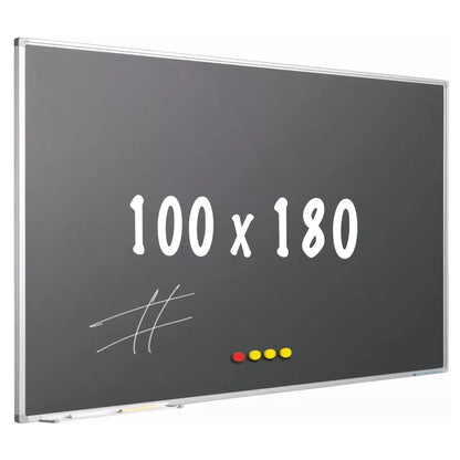 Krijtbord PRO Brenton - Magnetisch - Schoolbord - Eenvoudige montage - Emaille staal - Grijs - 100x180cm Krijtborden