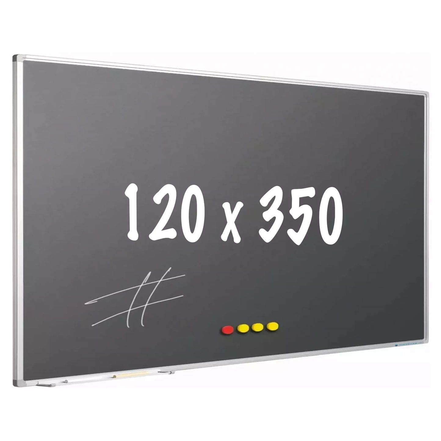 Krijtbord PRO Cameron - Magnetisch - Schoolbord - Eenvoudige montage - Emaille staal - Grijs - 120x350cm Krijtborden