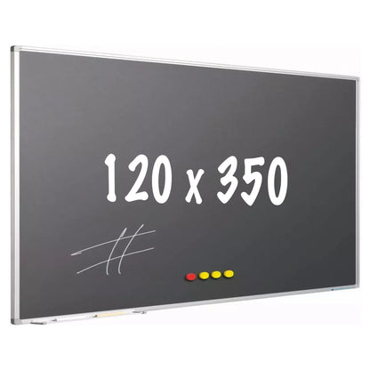 Krijtbord PRO Cameron - Magnetisch - Schoolbord - Eenvoudige montage - Emaille staal - Grijs - 120x350cm Krijtborden