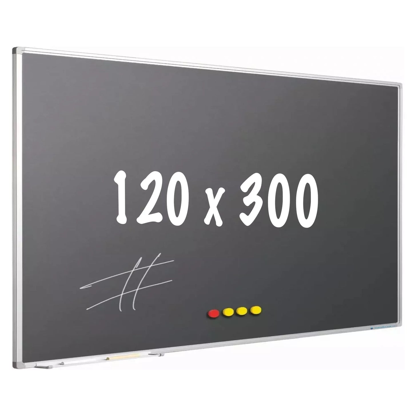 Krijtbord PRO Courtney - Magnetisch - Schoolbord - Eenvoudige montage - Emaille staal - Grijs - 120x300cm Krijtborden