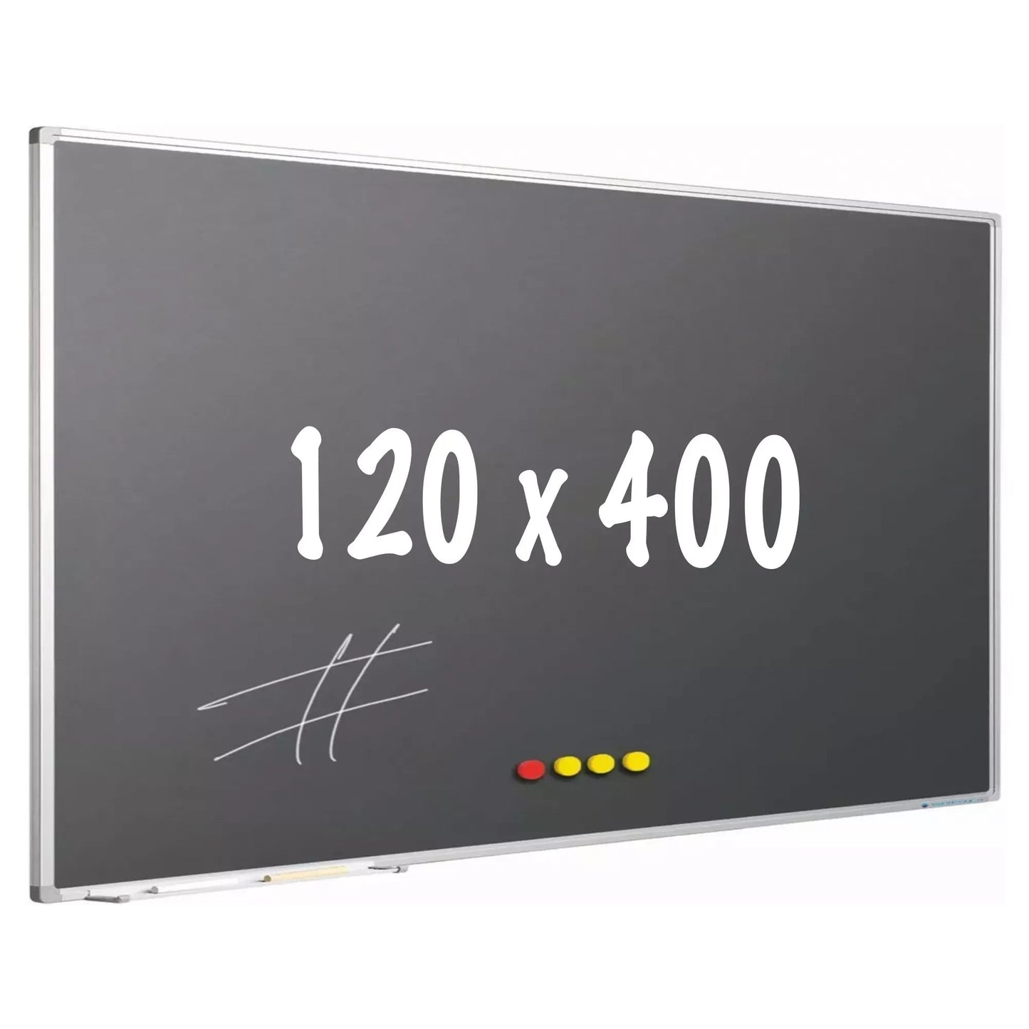 Krijtbord PRO Elvis - Magnetisch - Schoolbord - Eenvoudige montage - Emaille staal - Grijs - 120x400cm Krijtborden