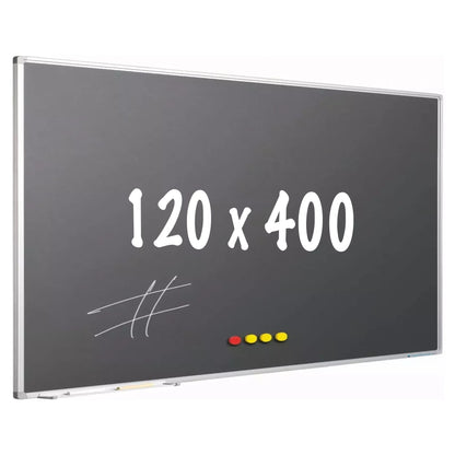 Krijtbord PRO Elvis - Magnetisch - Schoolbord - Eenvoudige montage - Emaille staal - Grijs - 120x400cm Krijtborden