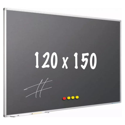 Krijtbord PRO Hobert - Magnetisch - Schoolbord - Eenvoudige montage - Emaille staal - Grijs - 120x150cm Krijtborden