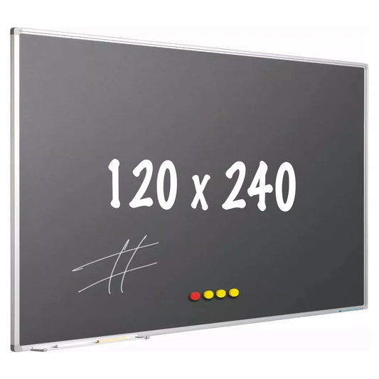 Krijtbord PRO Lee - Magnetisch - Schoolbord - Eenvoudige montage - Emaille staal - Grijs - 120x240cm Krijtborden
