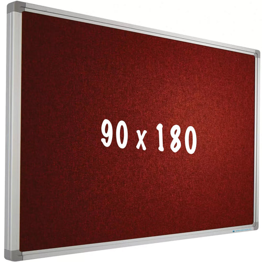 Prikbord Camira stof PRO Fernando - Aluminium frame - Eenvoudige montage - Punaises - Rood - Prikborden - 90x180cm prikbord