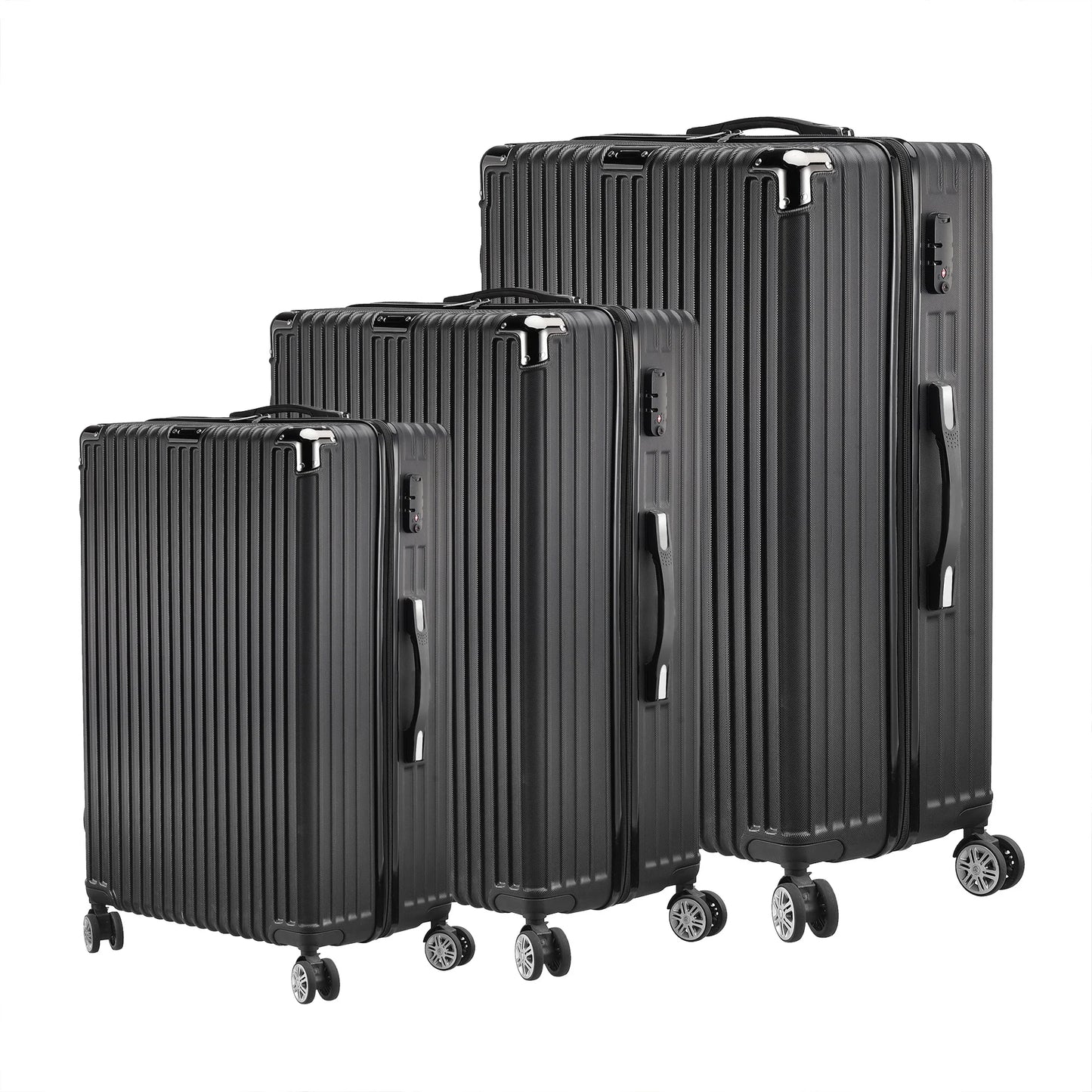 Kofferset - 3-delig Set - 360° Rolwiel - Zwart