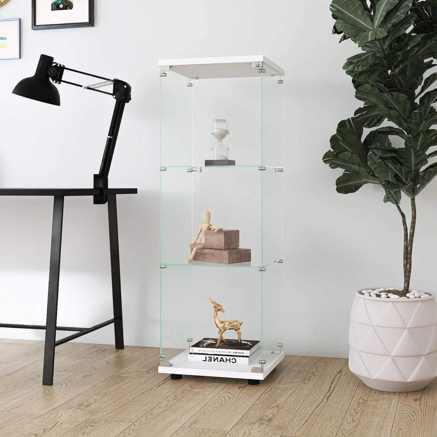 Glazen Displaykast - 3 Etages - 1 Deur - 49,3x16,7x14,3cm