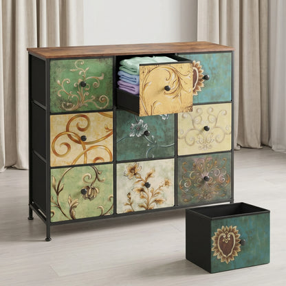 Dressoir Vintage look - 9 Laden - Hout - Metaal