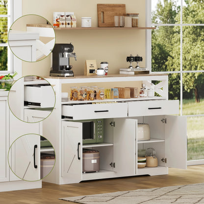 Dressoir - 2 Lades & 2 Deuren - Wit - Opbergruimte