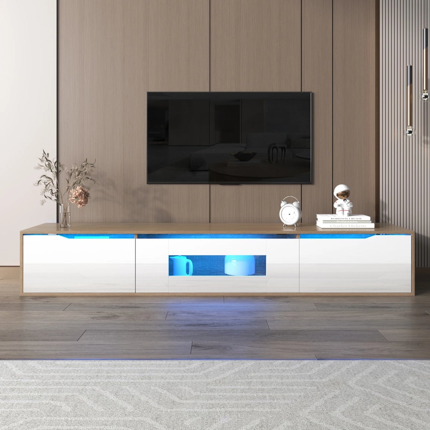 TV-meubel - Wit & Hout - Met LED Verlichting