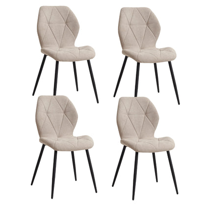 EGOONM Set of 2/4/6 Dining Chairs Upholstered Padded Linen Fabric Kitchen Chairs Metal Legs for Balcony Restaurant  Dining Room