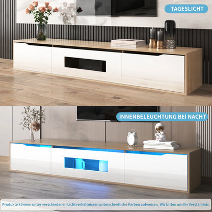 TV-meubel - Wit & Hout - Met LED Verlichting