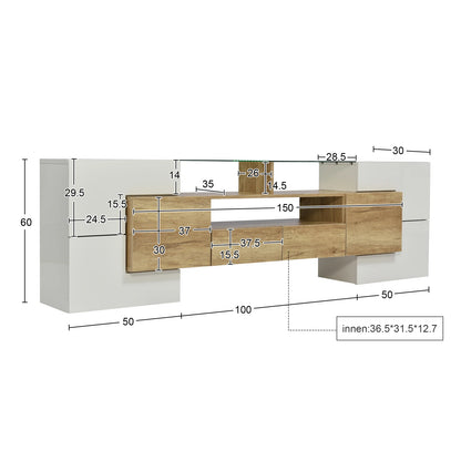 Witte TV-meubel - 200 cm - LED-verlichting