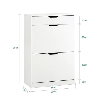 SoBuy FSR180-W 4-flap shoe dump truck shoe rack with 8 storage surfaces White BHT approx. 60x90x30cm