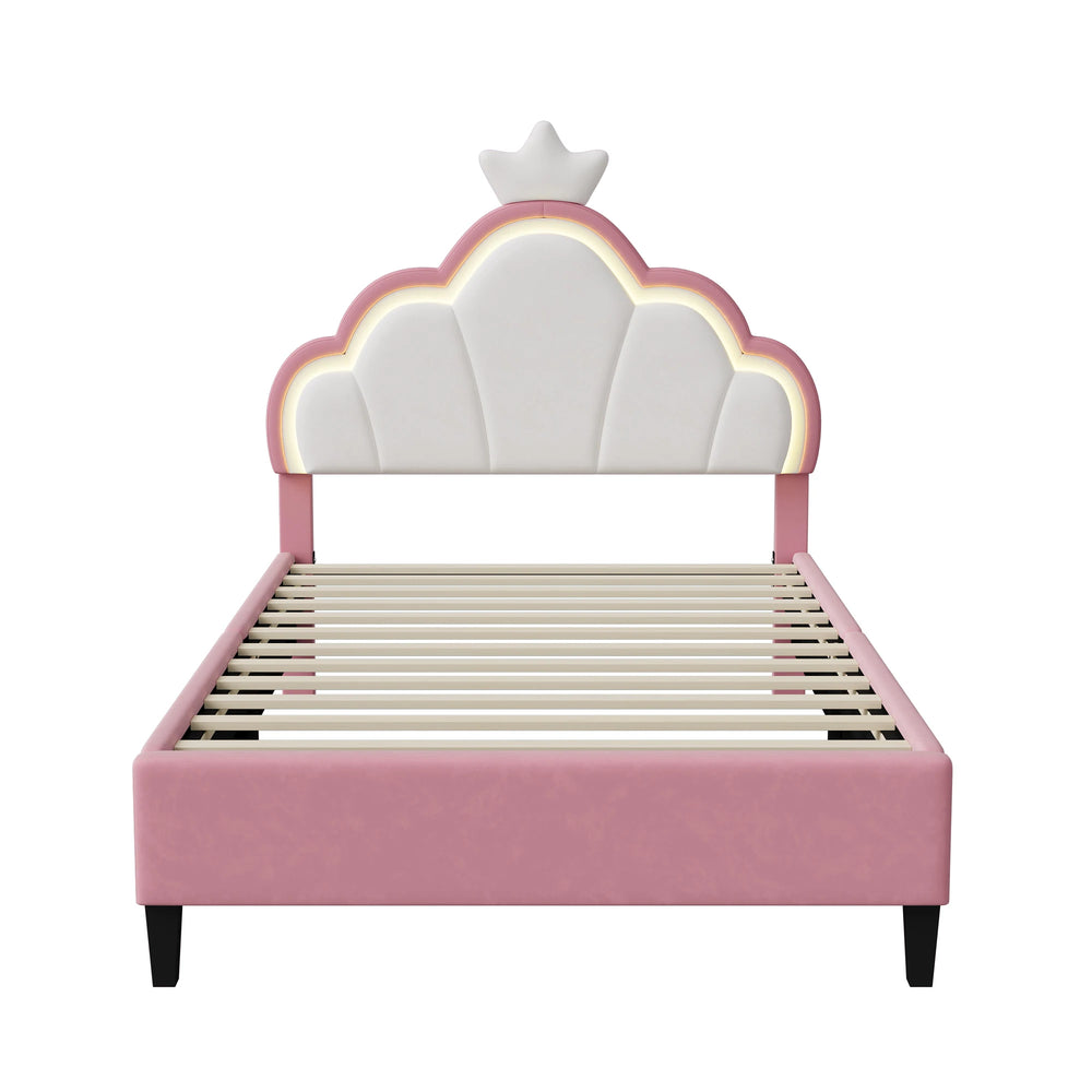 Gestoffeerd Bedframe met LED-verlichting - Opbergruimte, 16 Kleuren, Zwart/Wit - 90 × 200 cm of 140 × 200 cm