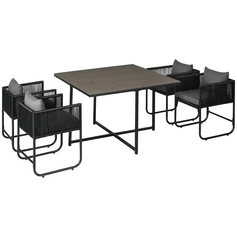 4-persoons Tuinset - 5 delig - Zwart/Grijs