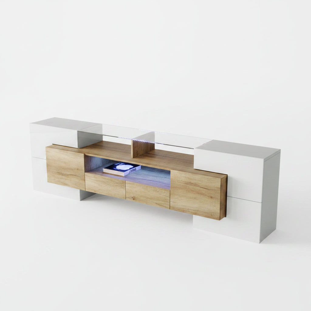 Witte TV-meubel - 200 cm - LED-verlichting
