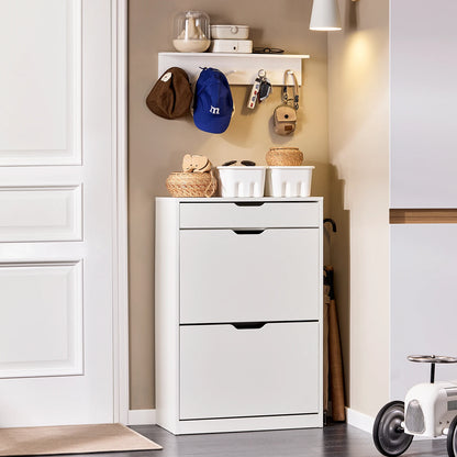 SoBuy FSR180-W 4-flap shoe dump truck shoe rack with 8 storage surfaces White BHT approx. 60x90x30cm