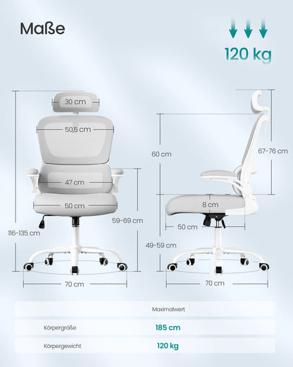 SONGMICS Office chair Desk chair Ergonomic Mesh chair Double Layer Mesh Fabric