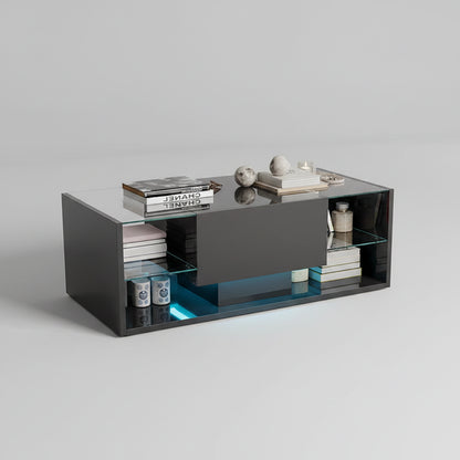 Salontafel - Met LED Verlichting - Zwart