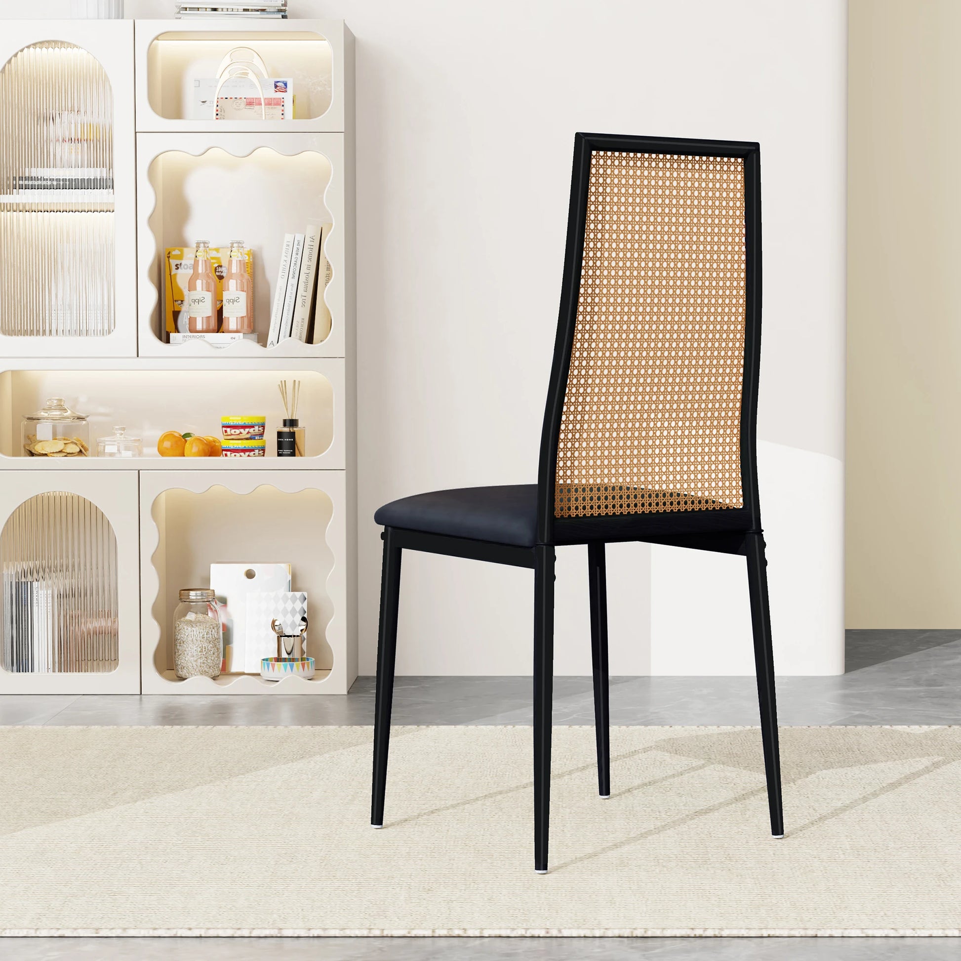 Eetkamerstoelen - Set van 2 - Zwart & Natuurlijk Hout
