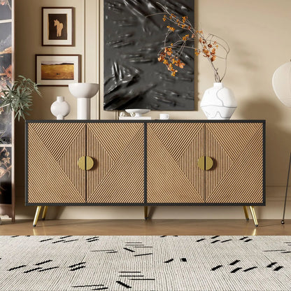 Dressoir - 4 Deuren - Gouden Handgrepen - Glanzende Poten - Luxe afwerking