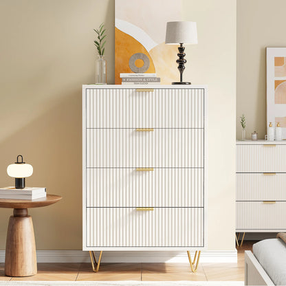 Houten Dressoirkast - 4 Laden - 60x34x91cm - Wit