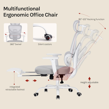 WOLTU Ergonomic Office Chair Mesh Fabric Desk Chair with Adjustable Headrest Backrest Swivel High Back Chair for Study Office