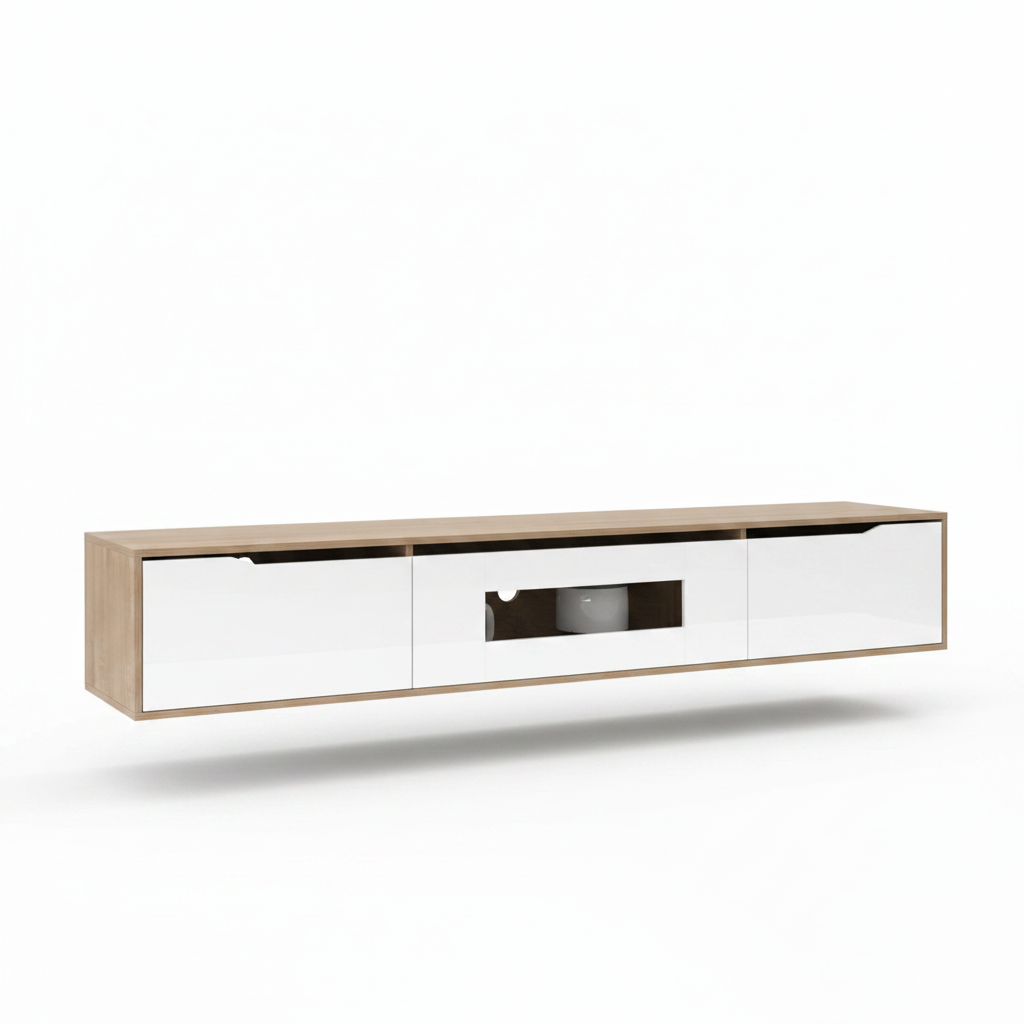 TV-meubel - Wit & Hout - Met LED Verlichting