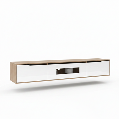 TV-meubel - Wit & Hout - Met LED Verlichting