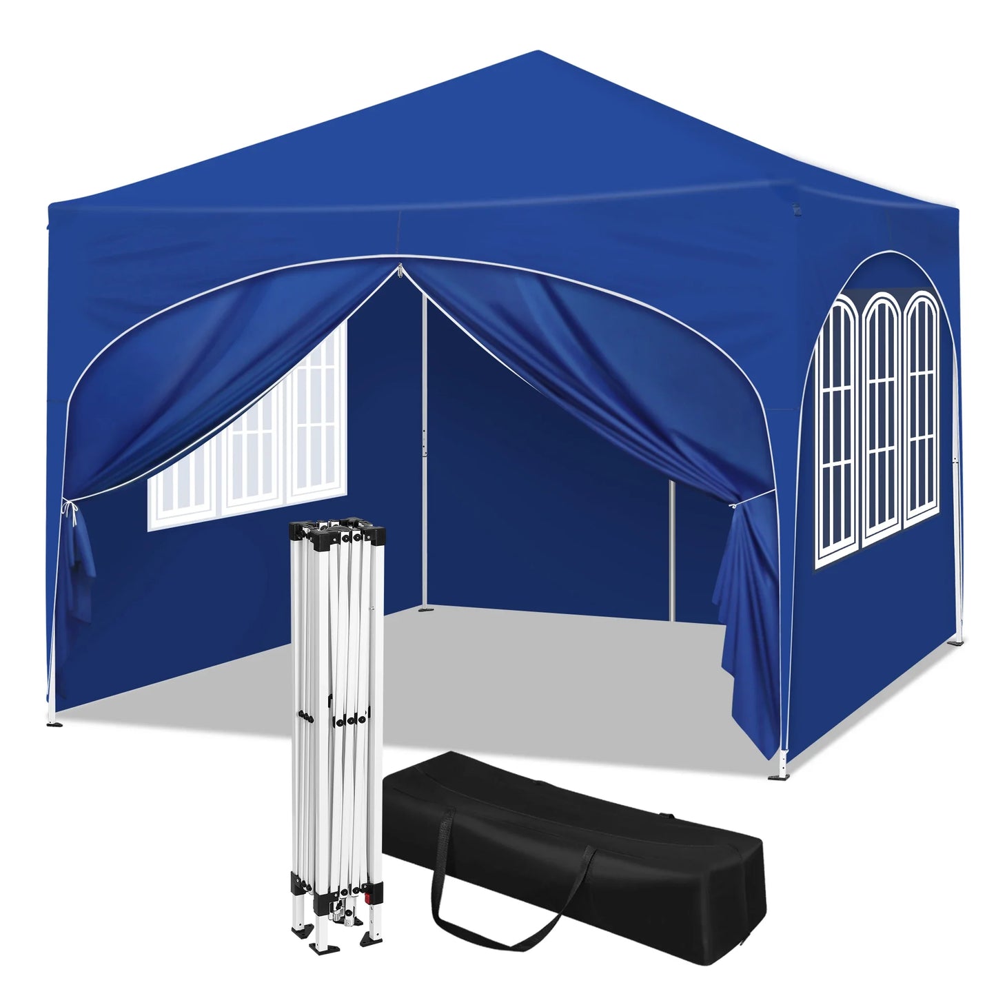 WOLTU 3x3m Folding Gazebo with 4 Side Walls Height-Adjustable Party Tent Water-Repellent UV Protection for Garden Camping Picnic