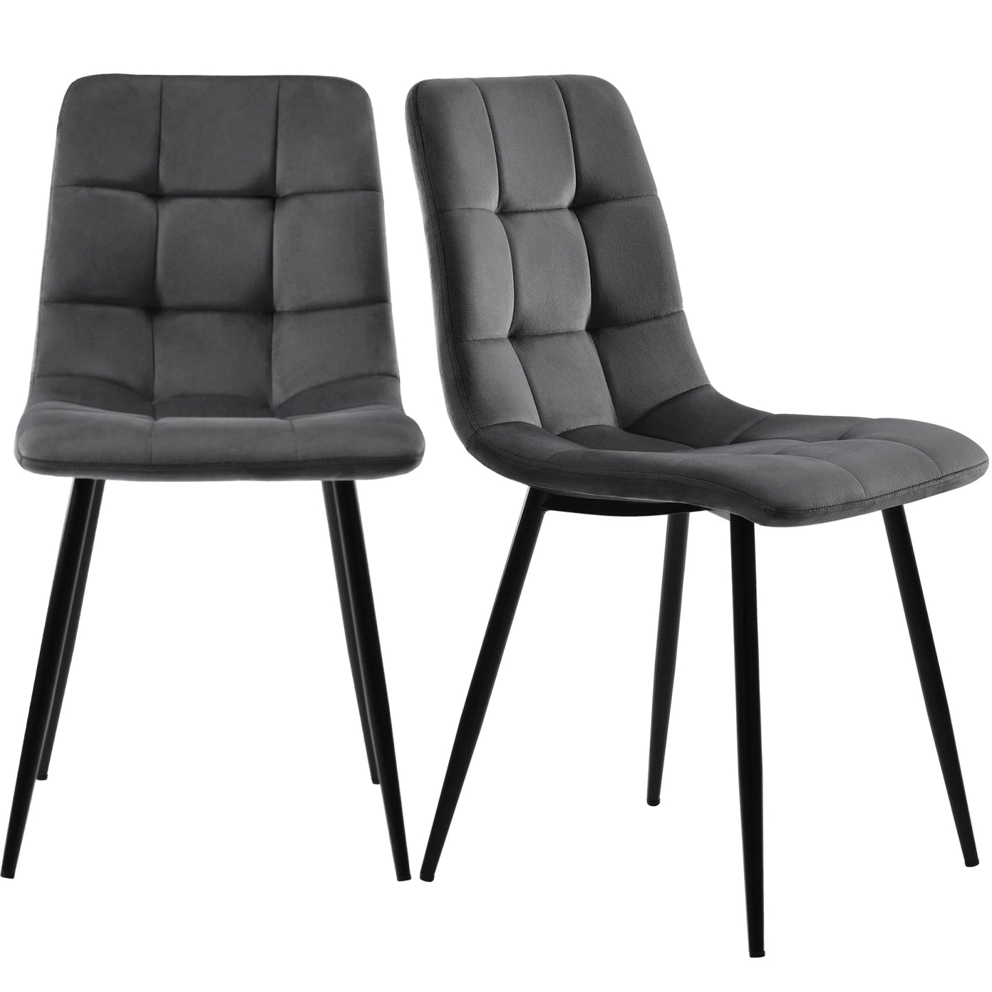 Eetkamerstoelen - Set van 4 - Microvezel - Donkergrijs