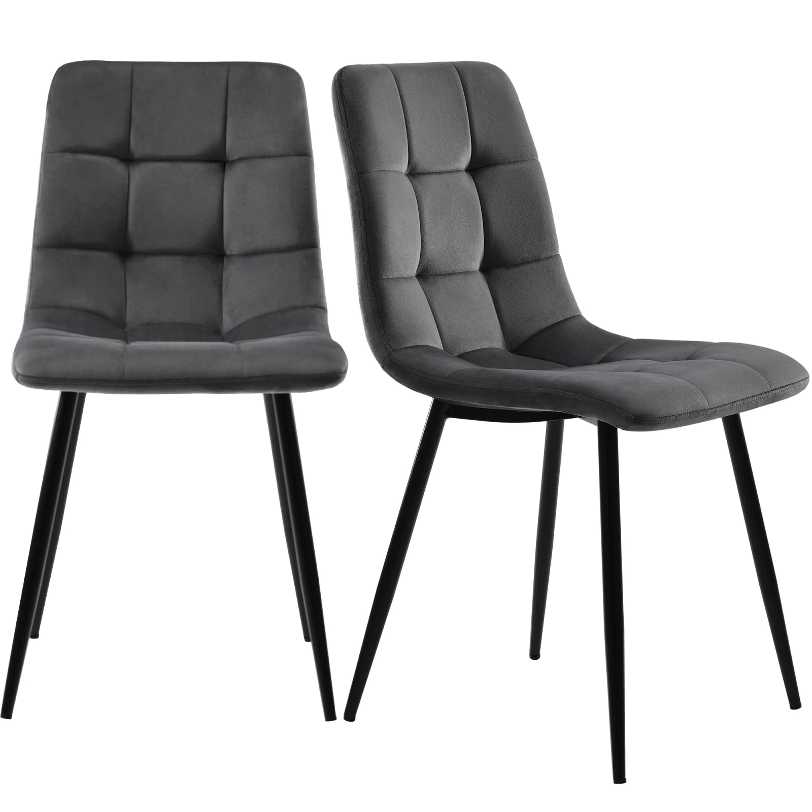 Eetkamerstoelen - Set van 4 - Microvezel - Donkergrijs
