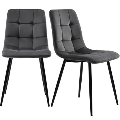 Eetkamerstoelen - Set van 4 - Microvezel - Donkergrijs