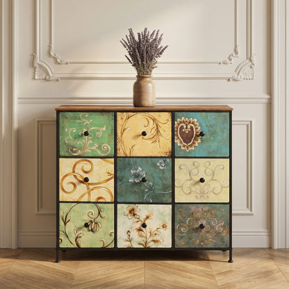 Dressoir Vintage look - 9 Laden - Hout - Metaal