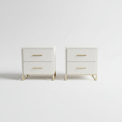 Nachtkastjes - Set van 2 - Velours bekleding - Gebroken Wit