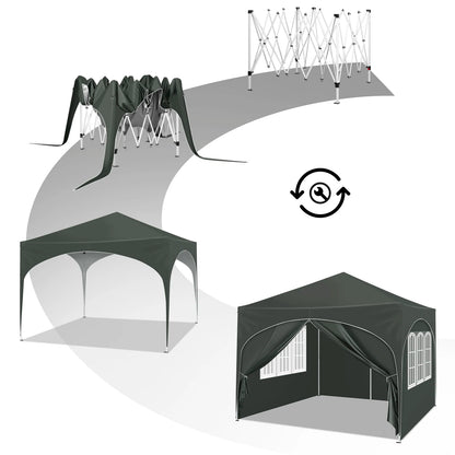 WOLTU 3x3m Folding Gazebo with 4 Side Walls Height-Adjustable Party Tent Water-Repellent UV Protection for Garden Camping Picnic
