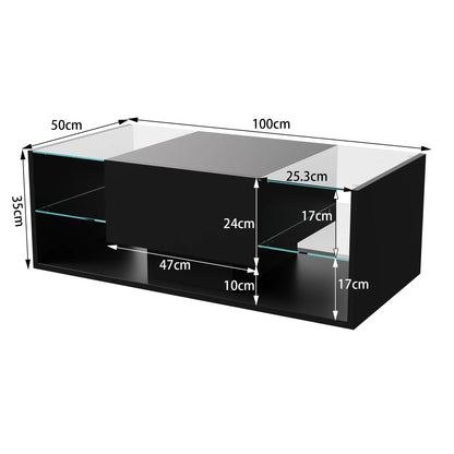 Salontafel - Met LED Verlichting - Zwart