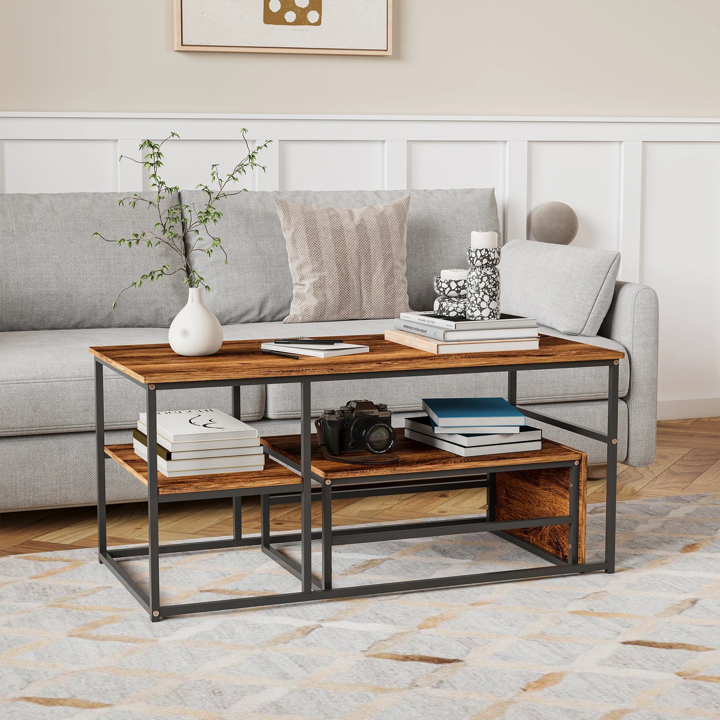 Houten Salontafel - Set van 2 - Natuurlijk Hout