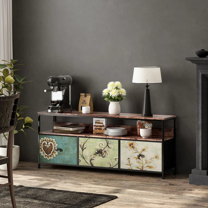 TV-stand - 3-Schuifladen TV-stand met LED-verlichting - Zwart