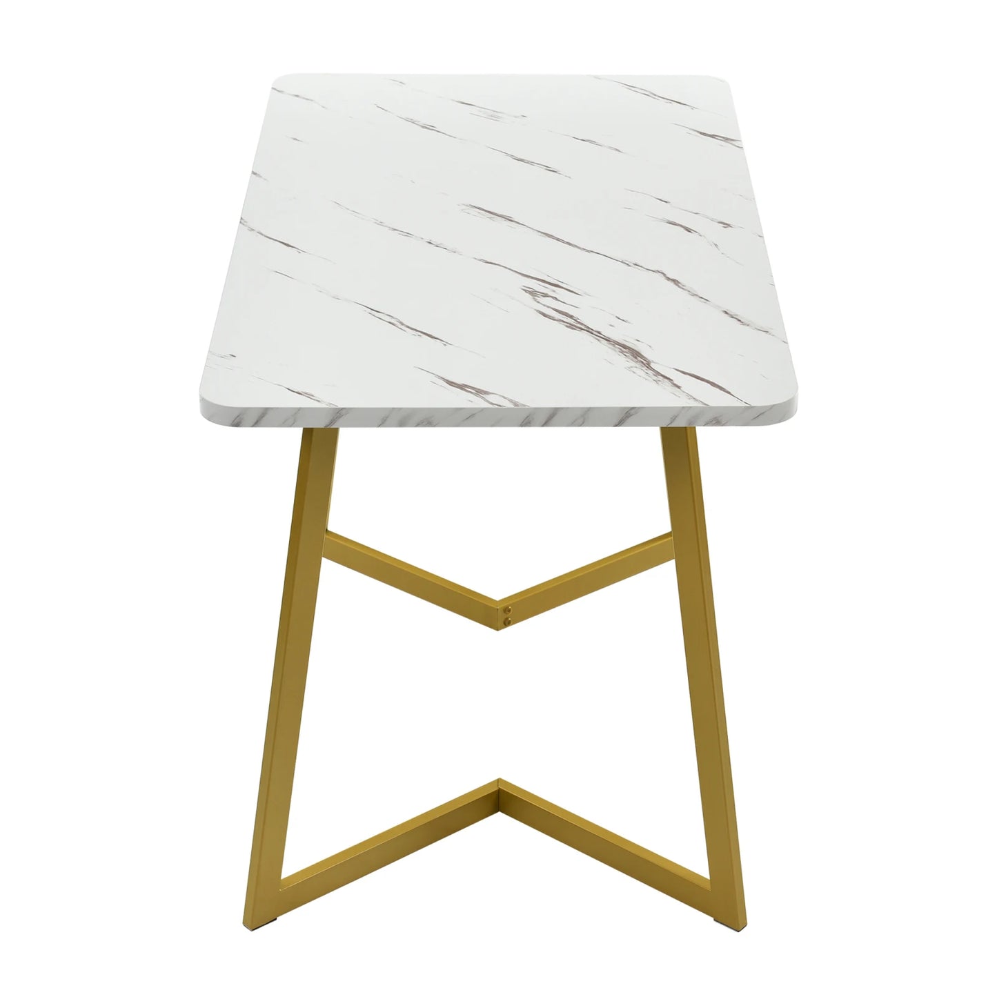 Eettafel - Marmerlook - 117x68cm - Wit/Goud